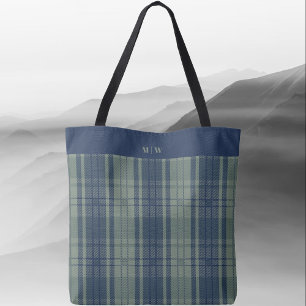 Tartan Plaid - Navy Blue en Slate Green Draagtas