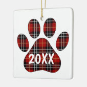 Tartan Plaid Pawprint Keramisch Ornament (Links)