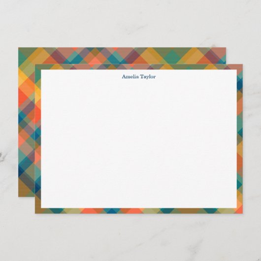 Tartan Plaid Personalized Stationery Name Holiday Bedankkaart (Voorkant / Achterkant)
