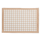 Tartan plaid reindeer snowman beige white name kussensloop (Achterkant)
