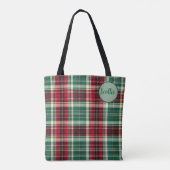 Tartan Plaid Tote Bag with Custom Name – (Achterkant)