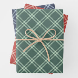 Tartan, Plaid Wrapping Paper Flat Sheet Set van 3