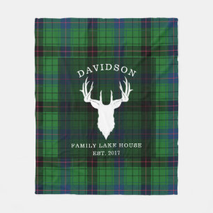 Tartan Pset Clan Davidson Family Lake House Fleece Deken