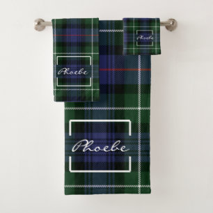 Tartan Pset Clan MacKenzie Green Paarse Check Bad Handdoek