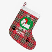 Tartan Pset Pattern Pet Westie Dog Grote Kerstsok (Voorkant (Hangend))