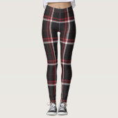 Tartan Pset Pattern Red Black White Striped Leggings (Voorkant)