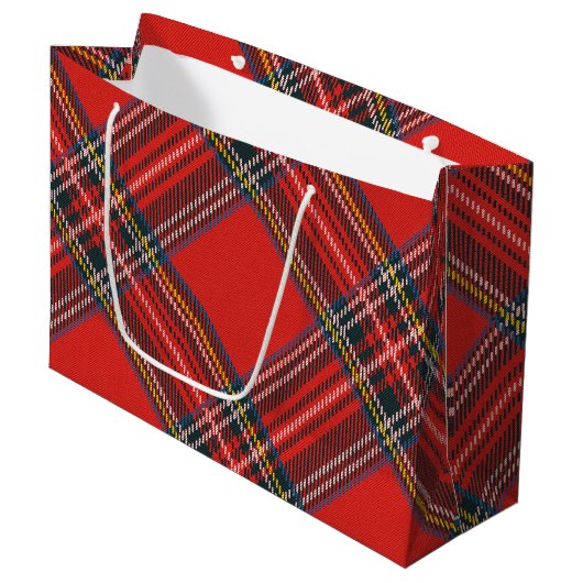 Tartan Pset Red Kerstmis Groot Cadeauzakje (Voorkant Gekanteld)