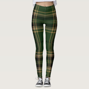 Tartan Pset Trendy Green Black Brown Pattern Leggings