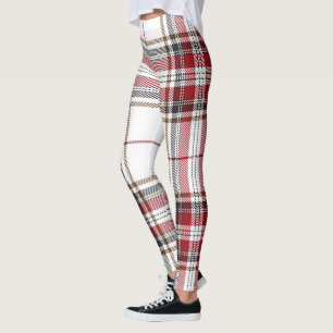 Tartan Pset Trendy Red en White Patroon Leggings