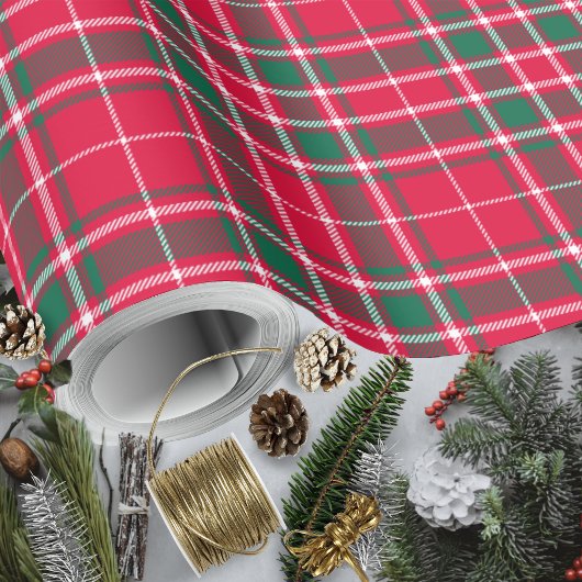 Tartan - rood groen en wit cadeaupapier