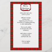 Tartan Rood Plaid Kerstmis Briefpapier (Voorkant)