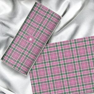 Tartan - Roos roze-smaragd groen-ivoor Tissuepapier