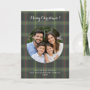 Tartan ruit aangepaste foto Kerstmis Kaart