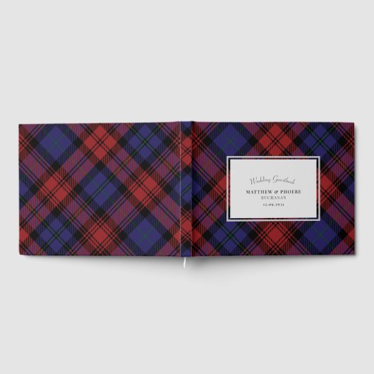 Tartan Rustic Check Geplaagd Trouwen Gastenboek (Volledig)
