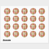 Tartan Schotlandse ruit aangepaste monogram evenem Ronde Sticker (Vel)