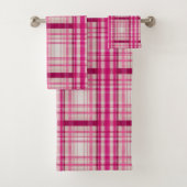 Tartan Schots roze wit Plaid Classic Blue Bad Handdoek (Insitu)