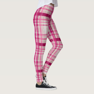 Tartan Schots roze wit Plaid Classic Blue Leggings