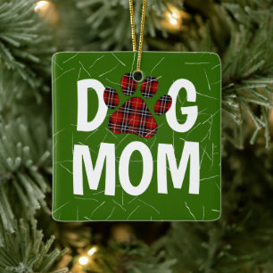 Tartan Schotse Hond Pootafdruk met Hond Haar Keramisch Ornament