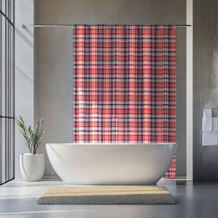 Tartan Schotse ruit gordijn Koraal Navy Cadeau voo