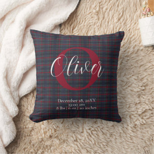 Tartan Schotse ruit Monogram Geboorte Stats Pasgeb Kussen