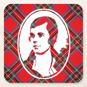 Tartan Scotland's Bard Robbie Burns Vierkante Kartonnen Onderzetter