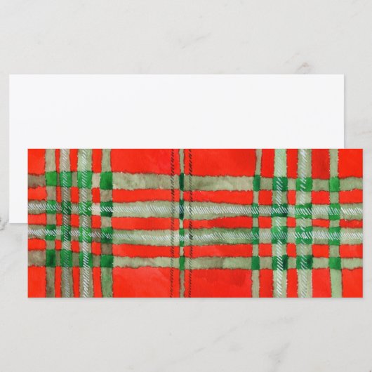TARTAN SCOTT ROUGE 4x9 Carte Plate / Horizontal (Devant / Derrière)