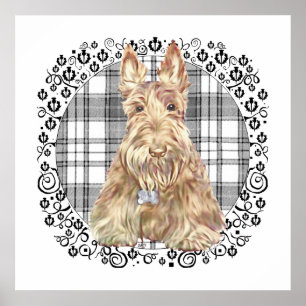 Tartan Scottie Zwart & Wit Poster