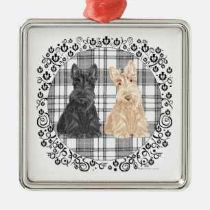 Tartan Scotties Metalen Ornament
