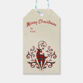 Tartan speldenaar op sneeuwvlok cadeaulabel (Voorkant)