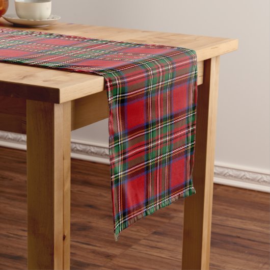 Tartan Stewart Plaid Red Check Pattern Medium Tafelloper (Voorbeeld)