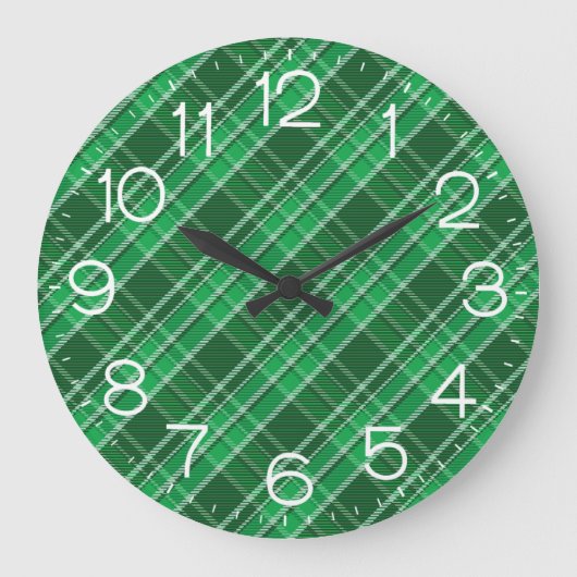 Tartan Swahili Green Plaid Pattern-88675 Grote Klok (Voorkant)