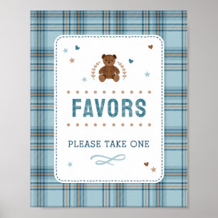 Tartan Teddybeer, Feest voor een Baby Jongen FAVOR Poster