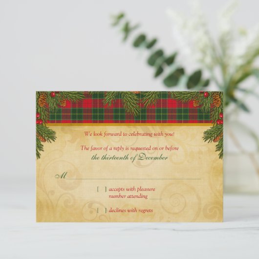 Tartan Traditionnel de Noël Plaid de Mariage Rsvp (Debout devant)