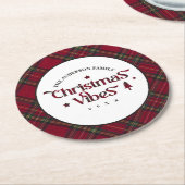 Tartan Treasures: Retro kerstvibes Ronde Kartonnen Onderzetter (Gebogen)