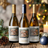 Tartan Trim Christmas One Photo Template ID1141B Wijn Etiket