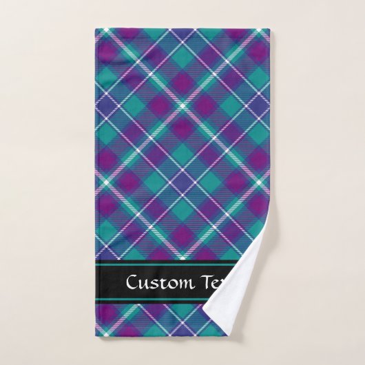 Tartan vert de mer, violet et bleu (Serviette à main)