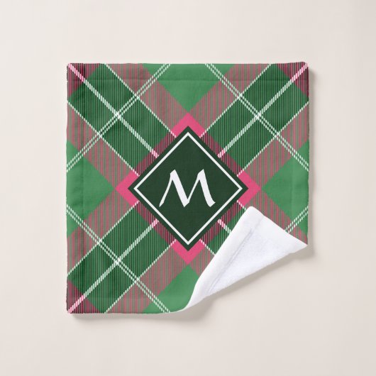 Tartan vert et rose (Gant de toilette)