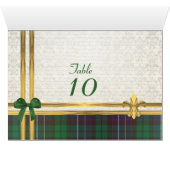 Tartan vert & or sur le numéro de table damassé bl (Intérieur Horizontal (Bas))