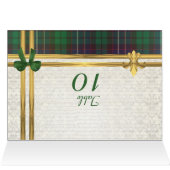 Tartan vert & or sur le numéro de table damassé bl (Intérieur Horizontal (Haut))