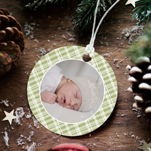 Tartan vert Plaid Photo Keepsaké de Noël