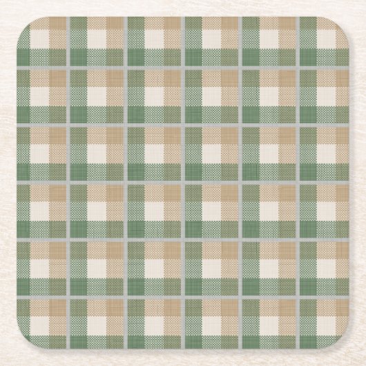 Tartan Vierkante Kartonnen Onderzetter (Voorkant)