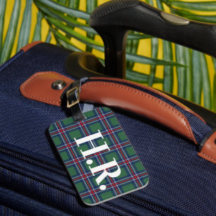 Tartan vierkanten patroon gepersonaliseerd bagagelabel