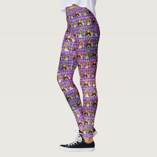 Tartan Violet Cavalier Espagnols, Dames Leggings (Gauche)