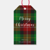 Tartan Vrolijk Kerstfeest Cadeaulabel (Achterkant)