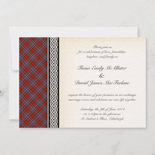 Tartan Wedding Invitation Kaart (Voorkant)