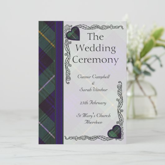 Tartan Wedding-programma - Campbell van Argyll Programma (Staand voorkant)