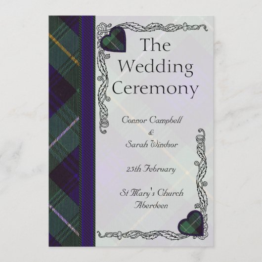 Tartan Wedding-programma - Campbell van Argyll Programma (Voorkant)