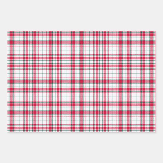 Tartan - wit rood en groen inpakpapier vel (Voorkant)