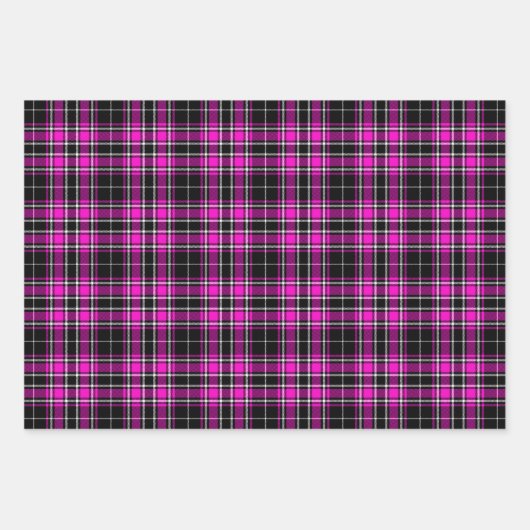 Tartan - Wit-Zwart-Heet Roze Anders Inpakpapier Vel (Voorkant 3)