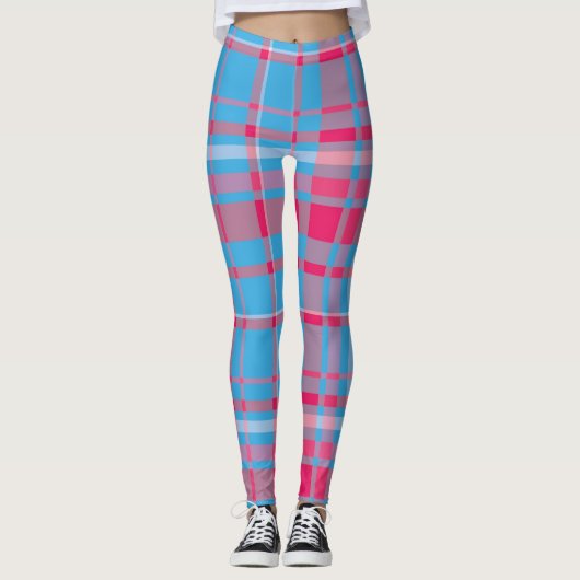 Tartanblauw en rood leggings (Voorkant)